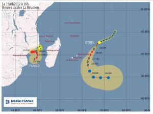 Tempête tropicale modéree Ethel à 1245 Km de la Réunion